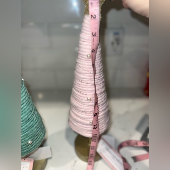 Tik Tok Viral Cupcakes & Cashmere Wicked Pink Green Pearl Xmas Trees Set of 2 - Picture 5 of 6